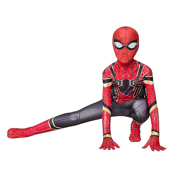 Pojkar Jumpsuit Spider-man Cosplay Playsuit med huvudbonader Fest Tecknad Romper För barn 3-12 år Tmall 100cm