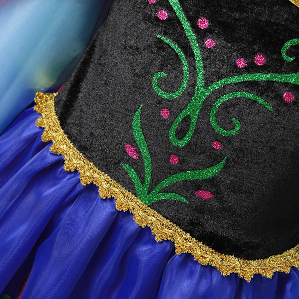 2024 Frozen Anna Princessklänning Flickor Halloween Karneval Vestidos Fest Barn Cosplay Barnkostym 5 3-4T (Size 110)