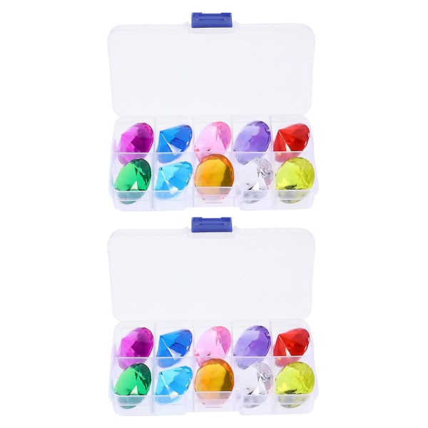 2 lådor Piratgåvor Diamanter Box Leksak Konstgjorda diamanter Pool Sjunkande leksaker Rund skatt Assorted Color 12.8X6.5cm