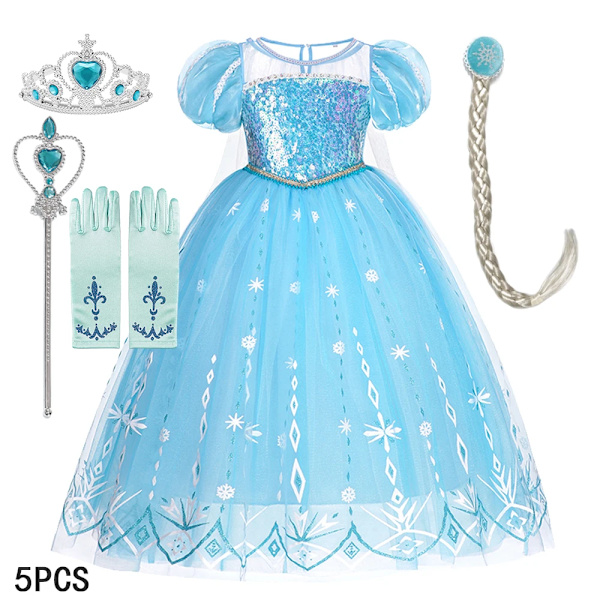 Disney Frozen Elsa Klänning för Flickor Snödrottning Anna Klänning Lyxklänningar Karneval Halloween Flickor Cosplay Kostym Frozen Kostym B Elsa Dress 2-3Y (100)