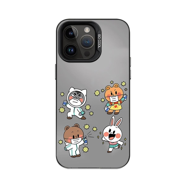 Tecknad Frostat Dubbellager Färg Silver Phone Case Iphone 15 Case Case Stil J Svart Ypmd0833