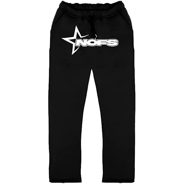Nofs Streetwear träningsoveraller för män , Letters Printless Hoodies And Sweatpants Y2k Herr, Hip Hop Byxor Black M