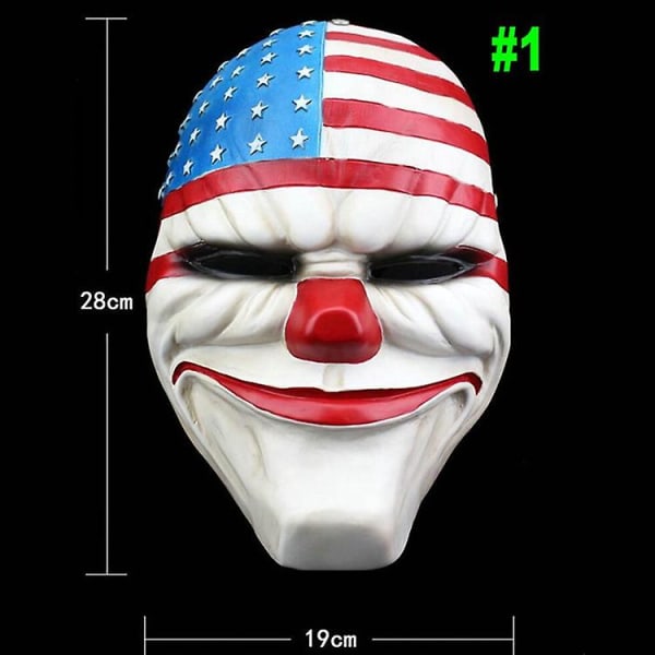 Läskig Clown Mask Payday 2 Us Flag Clown Masks Maskerad Carnival Party Mask Hemsk Rolig Pay Day Mask Halloween rekvisita av hög kvalitet Mask 1