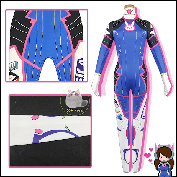 Dva Cosplay Kostym Bodysuit Zenti Spel Kvinnor Sexig Vuxen Jumpsuits Dva Peruk Leksakspistol Hörlurar Halloween Festkläder Kläder 185 style B