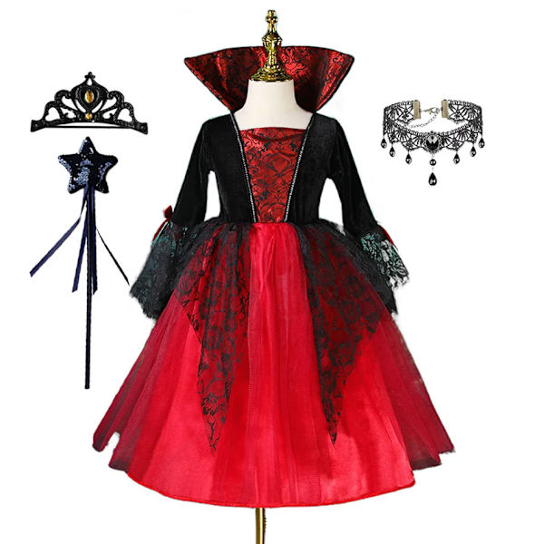 2024 Halloween Spöke Brud Flickor Lång Klänning Tulle Barn Lik Spöke Cosplay Kostym För Purim Karneval Fest Klänning Set C 4-5T