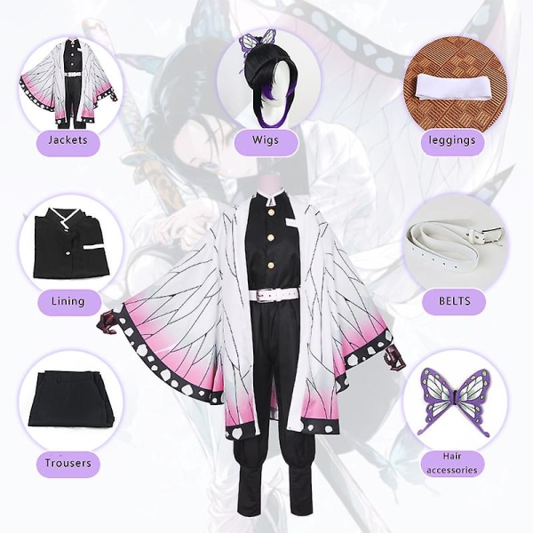 Anime Expo Tecknad karaktär Cosplay Kostym Demon Slayer Kochou Shinobu Kimetsu No Yaiba Tanjirou Nezuko Cosplay Kimono Wig V L Kochou Shinobu 2