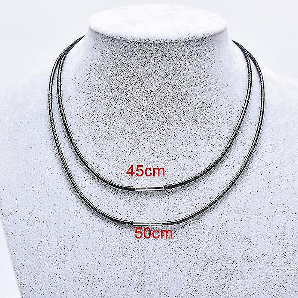 Svart vax lädersnöre Rostfritt stål Vridspänne Halsband Choker Rope Smycken L 3MM