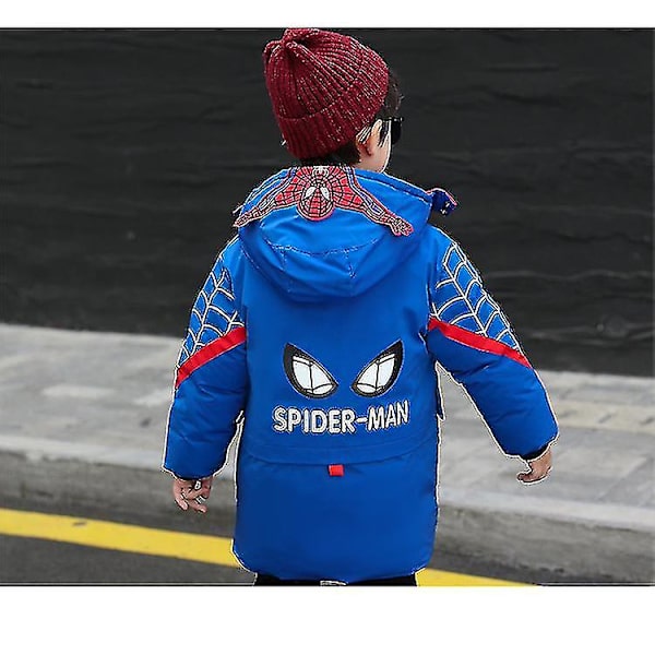 Ny vinter 2022 Spider-man huvajacka för barn, varm vinterkappa black 140cm (8-9years)