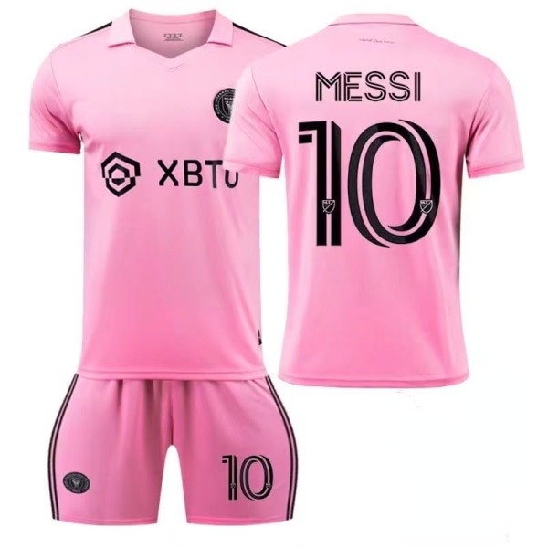 Messi nr 10 Miami International tröja Hem Rosa vuxen fotbollströja för barn 22(130-135cm)