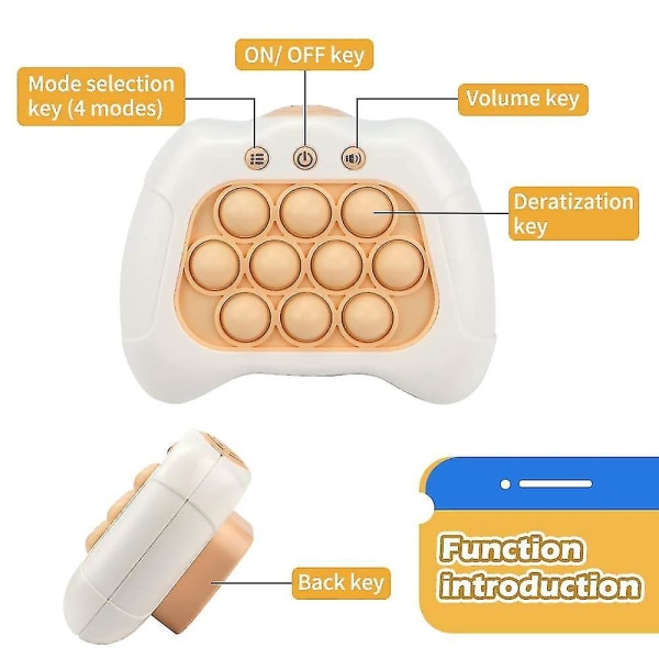 Elektriskt banbrytande pussel Pop It konsol Stress relief Fidget Toy Quick Push Bubble-spelkonsol för barn Flerfärgad valfri White