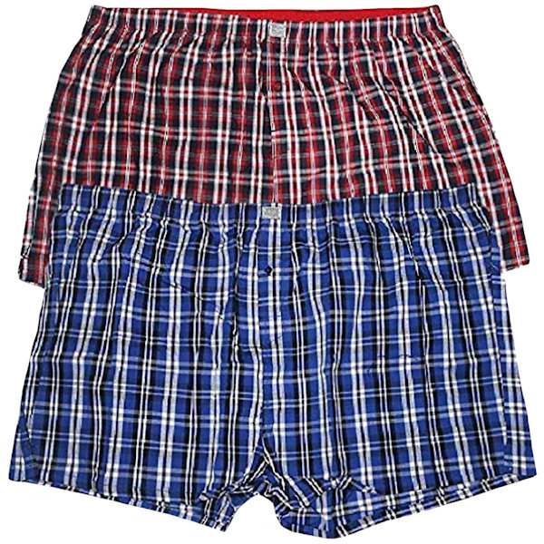 Duke D555 Herr Pläd Big Tall Kingsize 2-pack vävda boxer - röd/marinblå Red/Navy 5XL