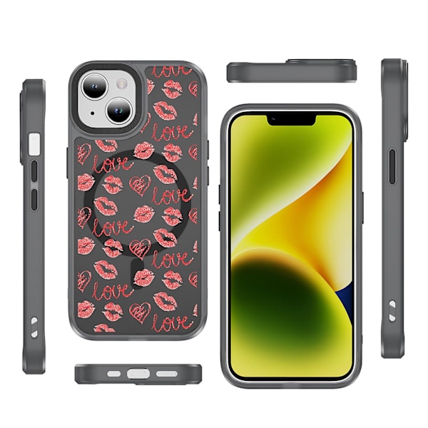 Creative Painted Pattern Matt Magsafe Magnetic Phone Case Lämplig för Iphone 15 Case och andra modeller Style G Transparent Svart Ypcx0269