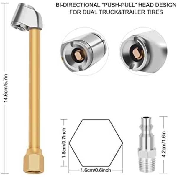 SAFELIFE Air Chuck, 1/4&#34; FNPT Dual Head Air Chuck, RV Truck Heavy Duty Tire Chuck för Inflator Gauge Kompressor Tillbehör Brass