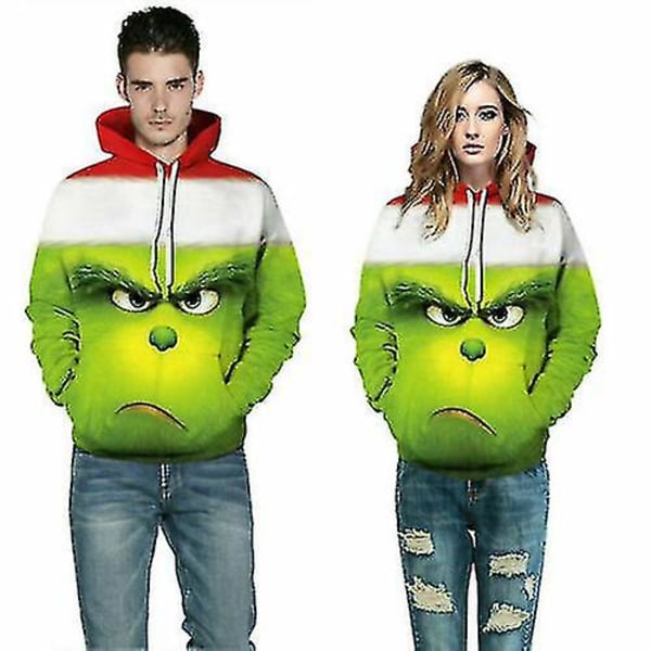 3D Grinch Män Kvinnor Casual Hood Pullover Sweatshirt Vänner Xmas Gift Pattern A 3XL