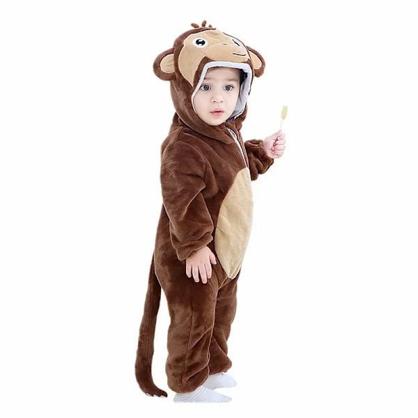 Unisex Baby Flannel Stitch Cosplay Romper Animal Onesie Kostym Huva Cartoon Outfit Suit 100(18-24M)-Anime mo 10