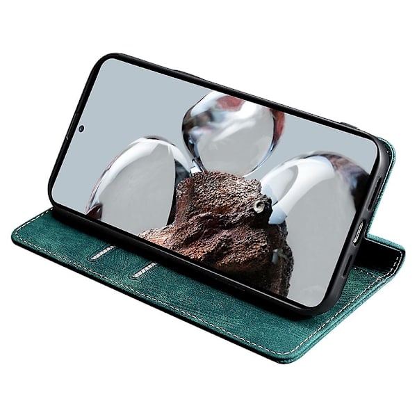 Texturerat cover för Xiaomi Redmi Note 12 Turbo / Poco F5 5g Rfid blockerande plånbok Magnetisk läder Flip Stand Case Green