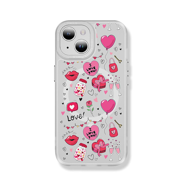 Creative Painted Pattern Matt Magsafe Magnetic Phone Case Lämplig för Iphone 15 Case och andra modeller Style H Transparent Ypcx0265