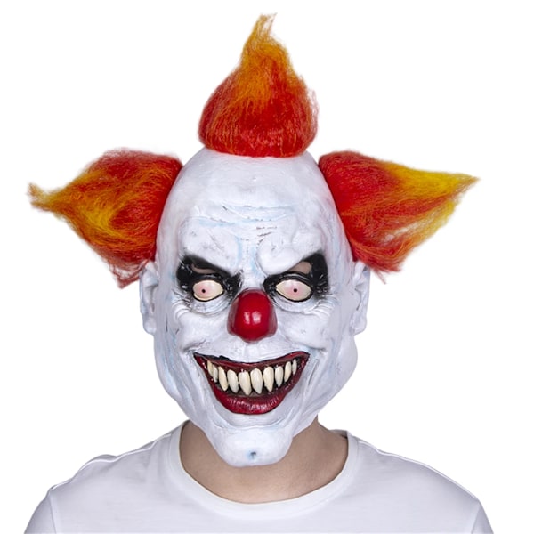 Diverse Clownmask Halloween Skräck Ond Clowns Huvudöverdrag Kostymfest Film Cosplay Joker Mask Läskig Djävul Leende Clownsmask Red Yellow Hair