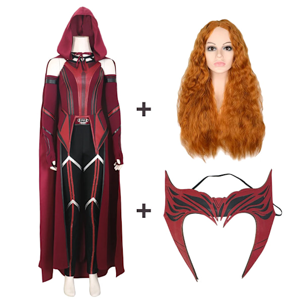 Wanda Maximoff Cosplay Scarlet Cosplay Häxkostym Outfits Halloween Karneval Dräkt Mask Anpassad Halloween Kostym M Outfits With Wig