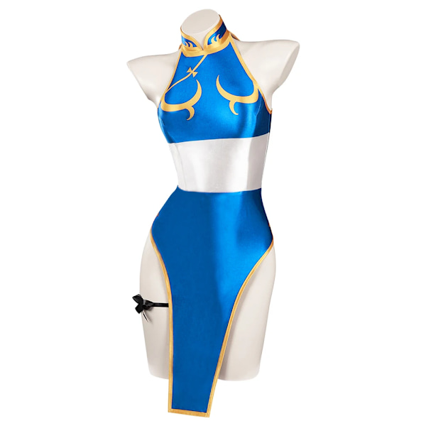 Chun Li Cosplay Kostym Spel Fighter AKI Klänning Jamie Jumpsuit Baddräkt Rock Kvinnlig Baddräkt SF Kvinnor Outfit Halloween Fest Sui XL Costume C