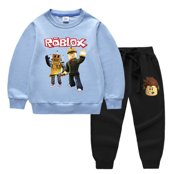 Roblox barntröja set - ljusblå + svart 110cm