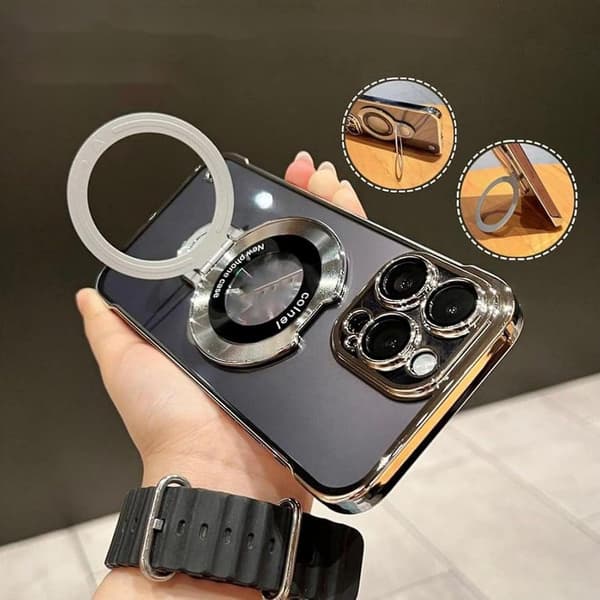 Magnetisk ramlöst case för Iphone 15 Pro Max/iphone 15 Pro med osynligt ringställ Black iPhone 15 Pro