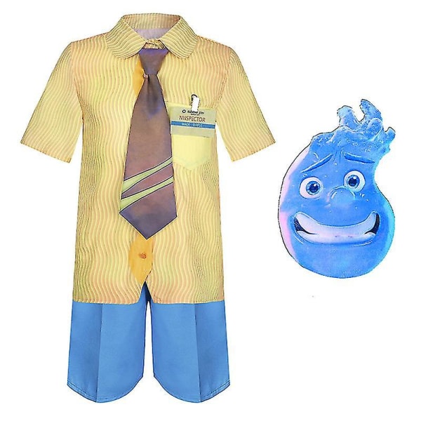 Elemental Ember Wade Cosplay Kostym Eldvatten Klänning Uniform Halloween för barn 120 Water