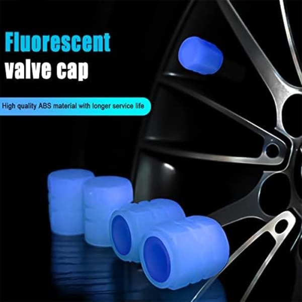 Däckventilstamlock för bil, 4st Noctilucous cover, belyst cap, biltillbehör Universal för bil Blue\/12PCS