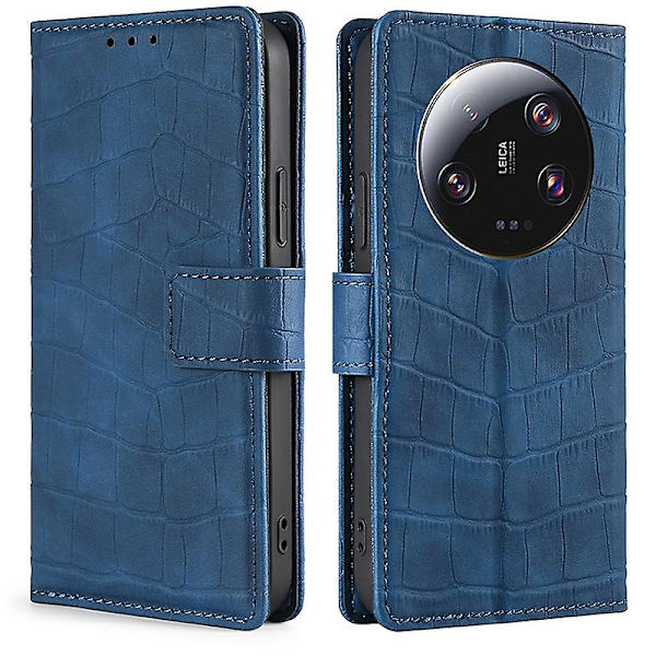 För Xiaomi 13 Ultra Flip phone case Crocodile Texture Pu Läder Skin-touch cover Blue