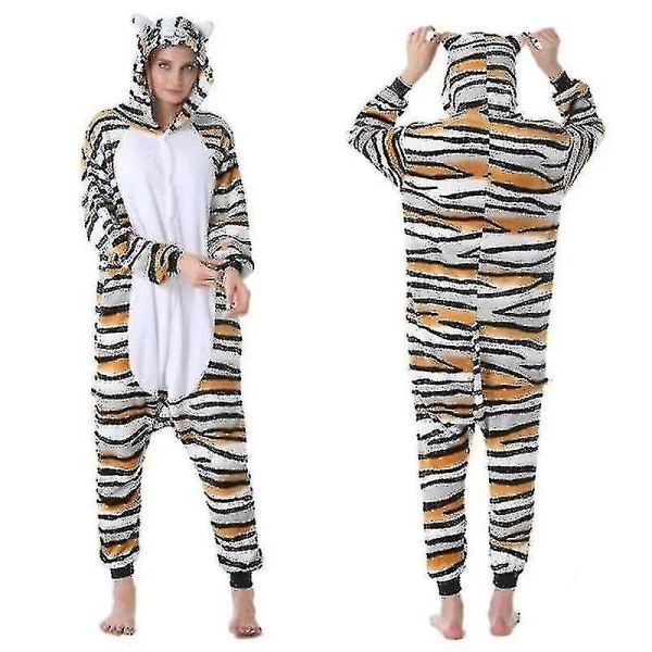 Unisex Vuxen Kigurumi djurkaraktärskostym Onesie Pyjamas Onepiece Tiger Cat M