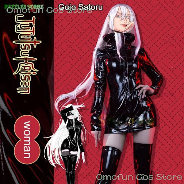 Kvinnlig Gojo Satoru Cosplay Kostym Peruk Genderswap Svart Kostym Halloween Anime Comic Event Fest Fancy Kläder för Kvinnor One size Only wig