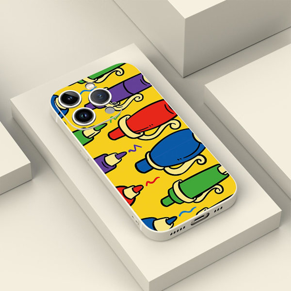 Enkelt tecknat mönster Tryckdesign Flexibeltpurubber Stötsäker mobiltelefon Caseiphone 15 Caseseries Stylesiblackypdt2804