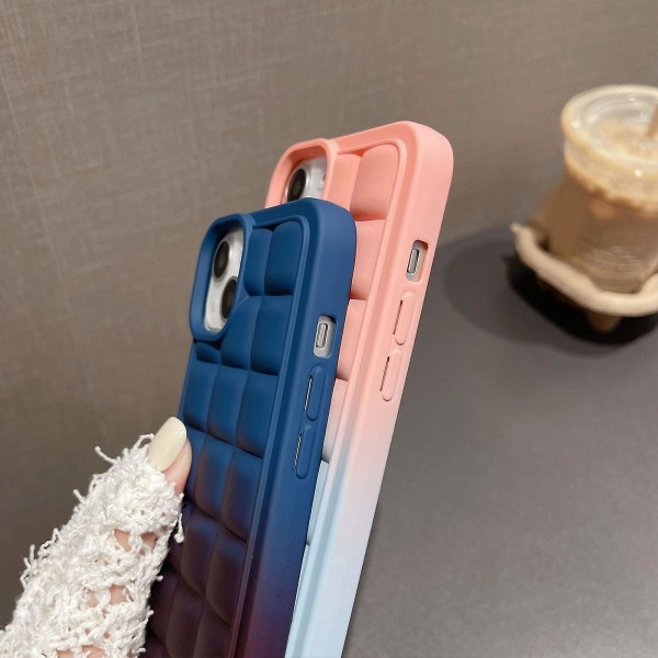 3d case kompatibelt med Iphone 15 Pro Max, mjuk Tpu Stötsäkert case med handrep Pink-Blue For iPhone 15 Pro Max