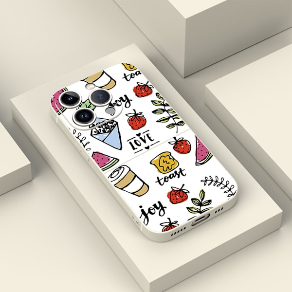 Enkelt tecknat mönster Tryckdesign Flexibeltpurubber Stötsäker mobiltelefon Caseiphone 15 Caseseries Styleshwhiteypdt2791