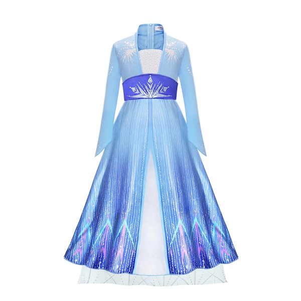 Disney Princessklänning 2024 Flickor Elsa Anna Mirabel Rapunzel Kostym Barn Kalas Kläder Halloween Cosplay Encanto Frozen Elsa Dress E 5-6T (130)