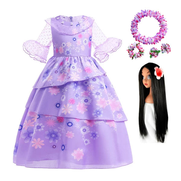 Blomster Encanto Kostym Isabella Charm Klänning Flickprinsessklänning Fantasy Fest Barnkläder 3 4T(Size 110)