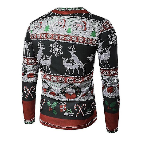 Män Jul Roligt print ful T-shirt Xmas Party Casual Nyhet Långärmade toppar CT289 M
