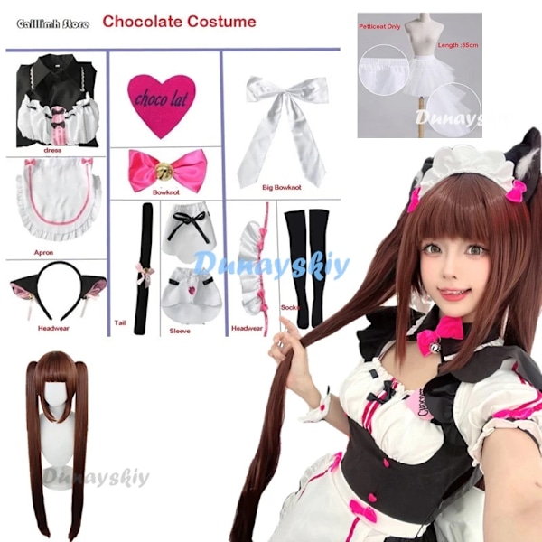 Vanilla Cosplay-dräkt i lager, piga-klänning, piga-outfit, NEKOPARA Chocola Vanilla OVA piga-uniform, katt-Neko-flicka, damkläder XXL CostumeWig petticoat1