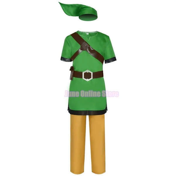 Cosplay Skyward Sword Link Cosplay Kostym Grön Uniform Byxor Hatt Handskar Kappa Barnkläder Outfits Halloween Dräkt 110 Link costume