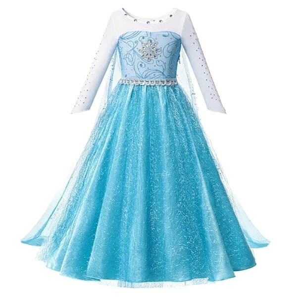 Disney Anna Elsa Klänning Barn Prinsessklänning för Flickor Barn Cosplay Peach Jul Karneval Fest Förklädnad Outfit Elsa Dress E 3-4Y (110)