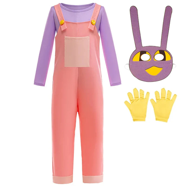 Pomni Cosplay Kostym Anime The Amazing Digital Circus Cartoon Uniform Hat Handskar Halloween Fest för Flickor Pojkar Barn Kostymer 4T(110) e2