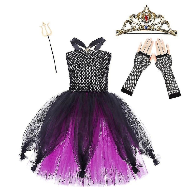 2-12år Barn Flickor Ursula Cosplay Kostym Prinsessan Fest Fancy Dress Halloween Outfits-yvan 8-9 Years