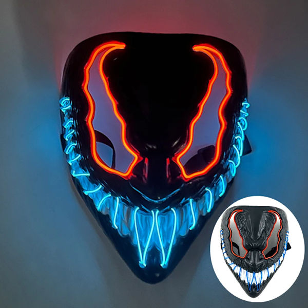 2024 Halloween Trådlös Rave Mask Dekoration Luminous LED Purge Mask Neonljus Glödande För Karneval Mörka Nätter wireless mask 21