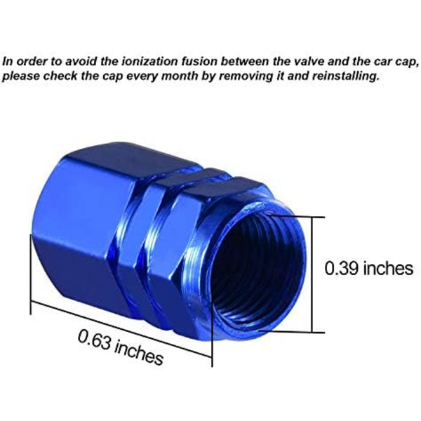EBOOT 8 delar Däckstamventilkåpor Hjulventilkåpor Dammtät cap för bil, hexagonform (blå) Blue