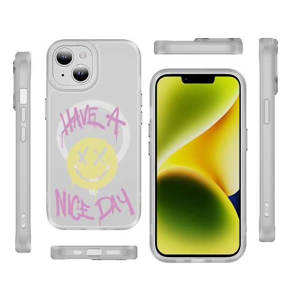 Creative Painted Pattern Matte Hudvänlig Magsafe Magnetic Phone Case Lämplig för Iphone och andra modeller Style D Transparent Black Ypcx
