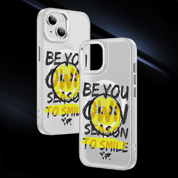 Creative Painted Pattern Frosted Magsafe Magnetic Phone Case Lämplig för Iphone och andra modeller Style B Transparent Svart Ypcx0179