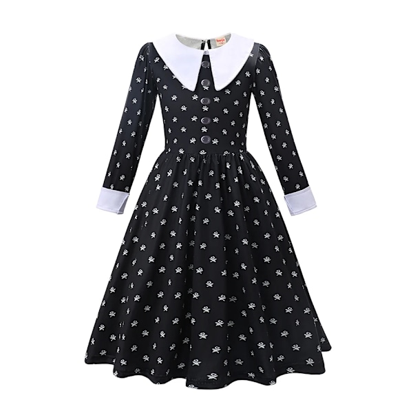 Disney Anna Elsa Klänning Barn Prinsessklänning Flickor Barn Cosplay Persika Jul Karneval Fest Förklädnad Outfit Addams Dress B 6Y (130)