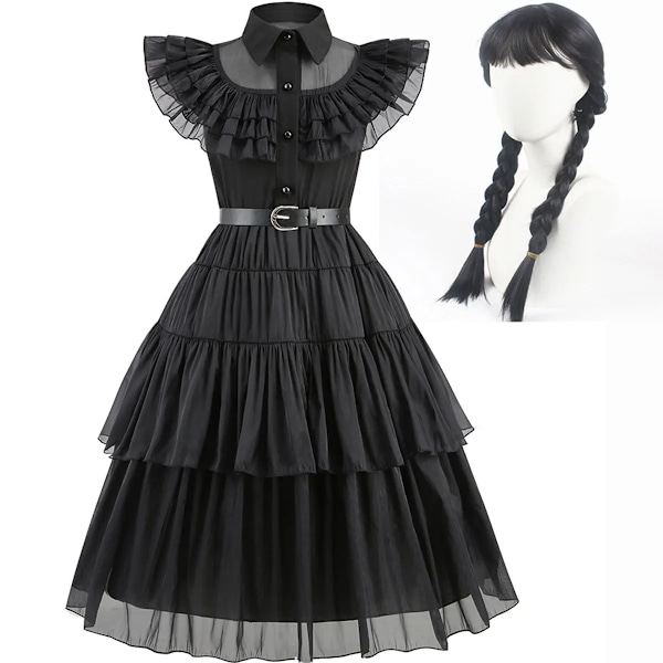 Flickor Wendsday Klänning Barn Halloween Svart Familjekläder Barn Dans Cosplay Kostym Prinsessa Jul Fantasy Dress 03 7-8T(140)