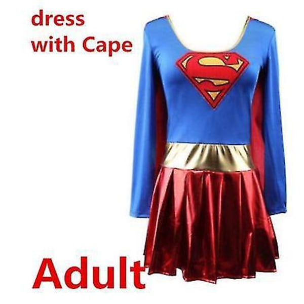 Vuxen Superhjälte Cosplay Kostym Klänning Cover Set Supergirl Superhjälte Halloween Kostym