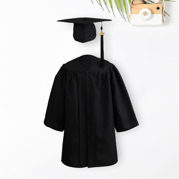 1 Set Graduation Gowndragkedja med hatt Polyester Kid akademisk klänning White L